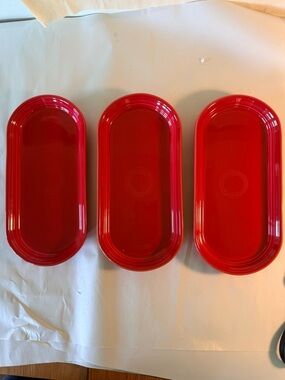Fiestaware Red Oval Serving Trays - Set of 3